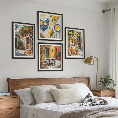 Composição de quadros Árvores cítricas em um jardim ensolarado