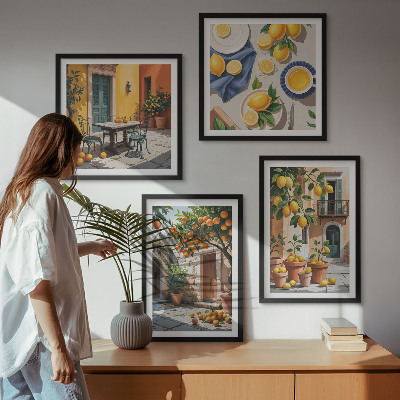 Composição de quadros Árvores cítricas em um jardim ensolarado