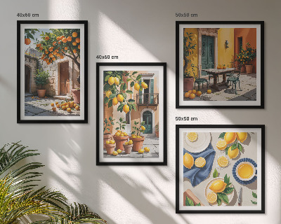 Composição de quadros Árvores cítricas em um jardim ensolarado