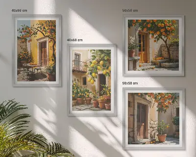 Frutas cítricas ao sol políptico com moldura