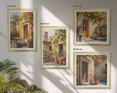 Frutas cítricas ao sol políptico com moldura