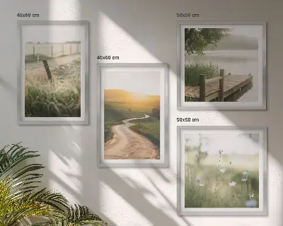 Políptico com moldura paisagem da estrada do prado oeste