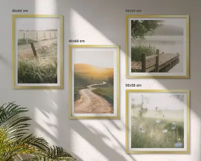 Políptico com moldura paisagem da estrada do prado oeste