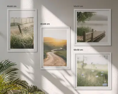 Políptico com moldura paisagem da estrada do prado oeste