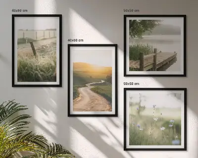 Políptico com moldura paisagem da estrada do prado oeste