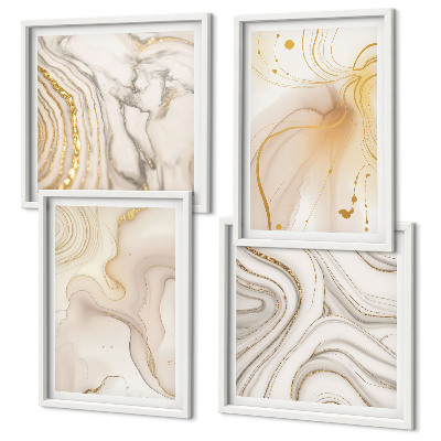 Conjunto de 4 quadros com moldura Padrões abstratos sutis