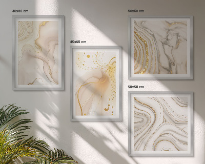 Conjunto de 4 quadros com moldura Padrões abstratos sutis