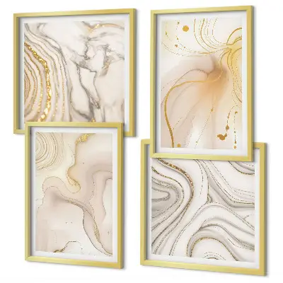 Conjunto de 4 quadros com moldura com padrões abstratos sutis