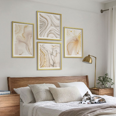 Conjunto de 4 quadros com moldura Padrões abstratos sutis