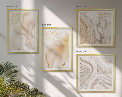 Conjunto de 4 quadros com moldura Padrões abstratos sutis
