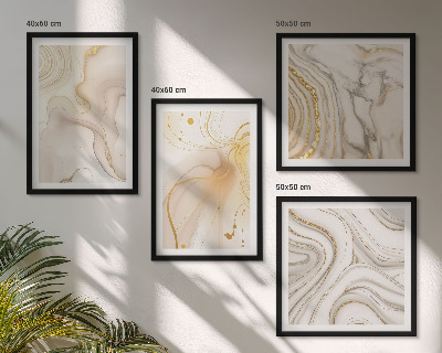 Conjunto de 4 quadros com moldura Padrões abstratos sutis