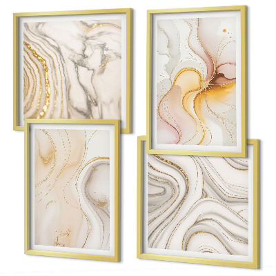 Políptico com moldura Padrões abstratos em tons quentes