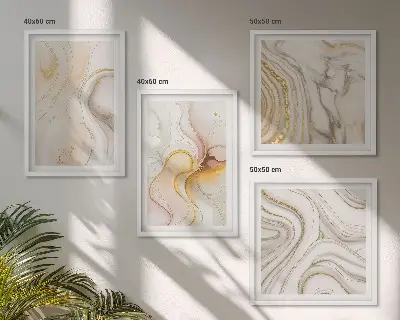 Políptico com moldura com padrões abstratos em tons quentes