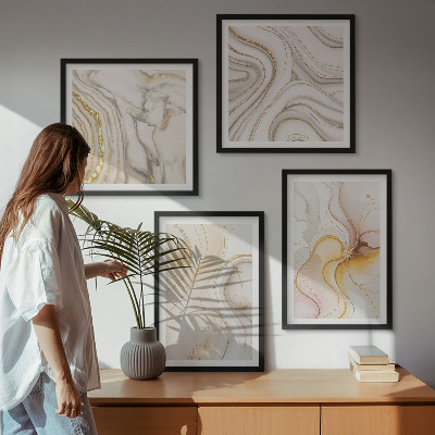 Políptico com moldura Padrões abstratos em tons quentes