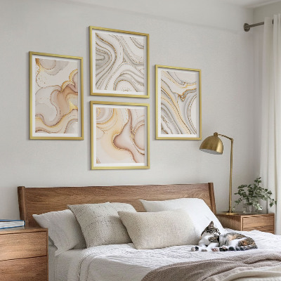 Conjunto de 4 quadros com moldura Motivos abstratos lineares