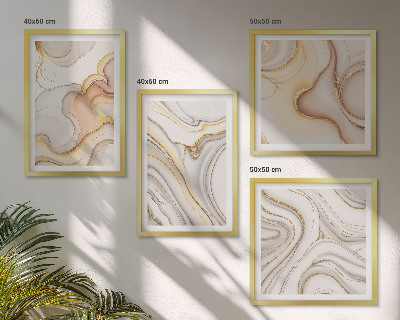 Conjunto de 4 quadros com moldura Motivos abstratos lineares
