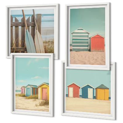 Composição de quadros Casas de praia coloridas