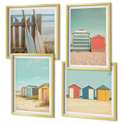 Composição de quadros Casas de praia coloridas