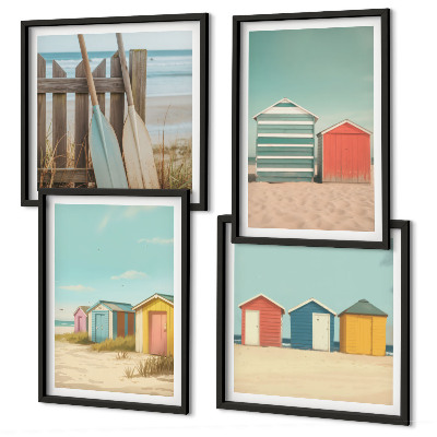 Composição de quadros Casas de praia coloridas