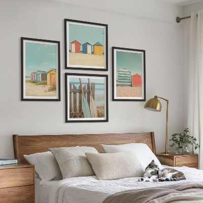 Composição de quadros Casas de praia coloridas