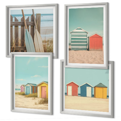 Composição de quadros Casas de praia coloridas