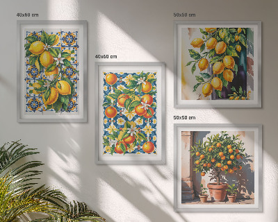 Composição de quadros Frutas cítricas abstratas e coloridas