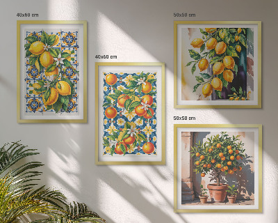 Composição de quadros Frutas cítricas abstratas e coloridas