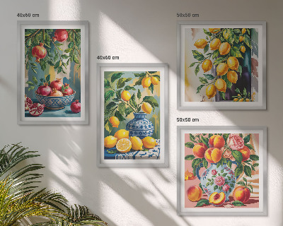 Conjunto de 4 quadros com moldura Composição de frutas