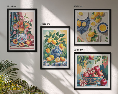 Composição de quadros Flores e frutas em vasos