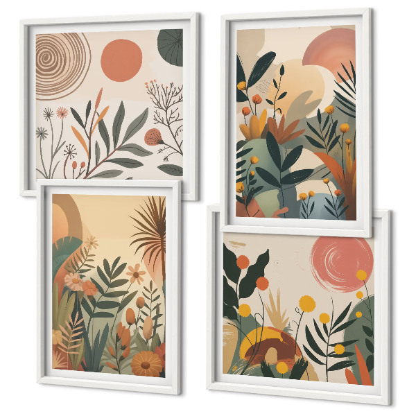 Composição de quadros Motivos vegetais em cores