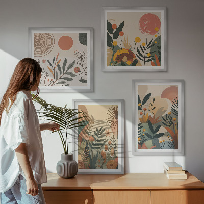 Composição de quadros Motivos vegetais em cores