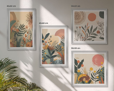 Composição de quadros Motivos vegetais em cores