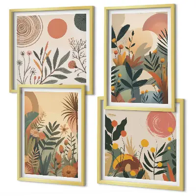 Composição de quadros com motivos vegetais coloridos