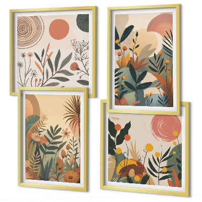 Composição de quadros Motivos vegetais em cores