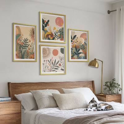 Composição de quadros Motivos vegetais em cores