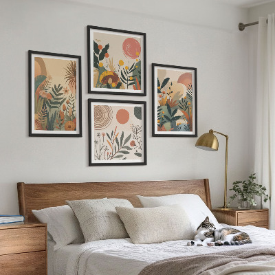Composição de quadros Motivos vegetais em cores