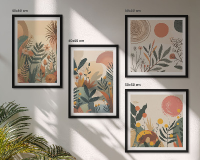 Composição de quadros Motivos vegetais em cores