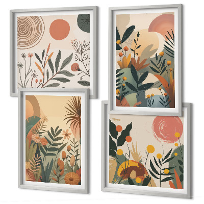 Composição de quadros Motivos vegetais em cores