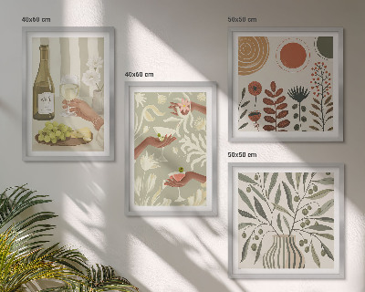 Conjunto de 4 quadros com moldura coquetéis rústicos com flores de oliveira