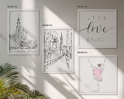 Conjunto de 4 quadros com moldura Gráficos elegantes de bailarina arquitetura