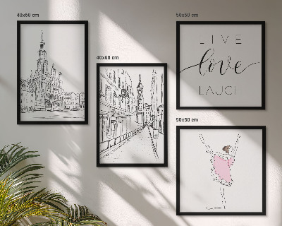 Conjunto de 4 quadros com moldura Gráficos elegantes de bailarina arquitetura
