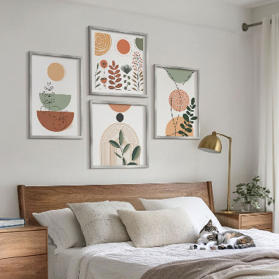 Políptico com moldura Formas abstratas de plantas