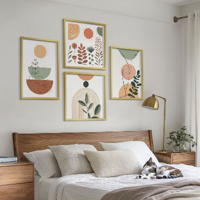 Políptico com moldura Formas abstratas de plantas