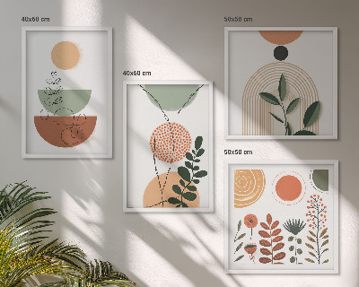 Políptico com moldura Formas abstratas de plantas