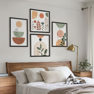 Políptico com moldura Formas abstratas de plantas