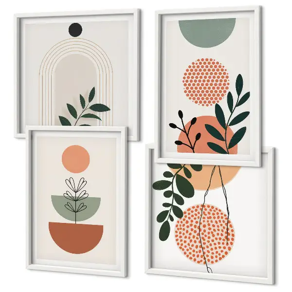 Composição de quadros com motivos vegetais modernos