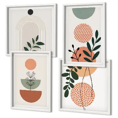 Composição de quadros com motivos vegetais modernos