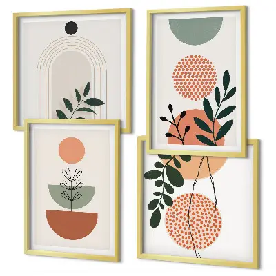 Composição de quadros com motivos vegetais modernos