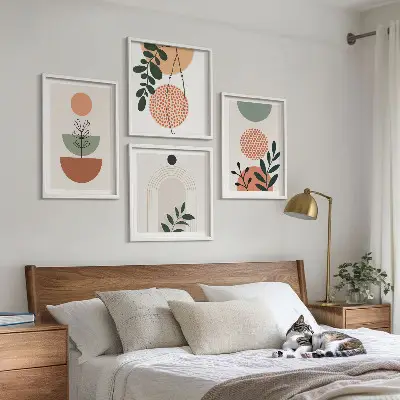 Composição de quadros com motivos vegetais modernos
