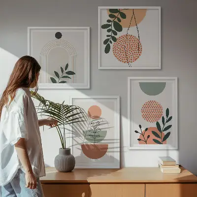 Composição de quadros com motivos vegetais modernos